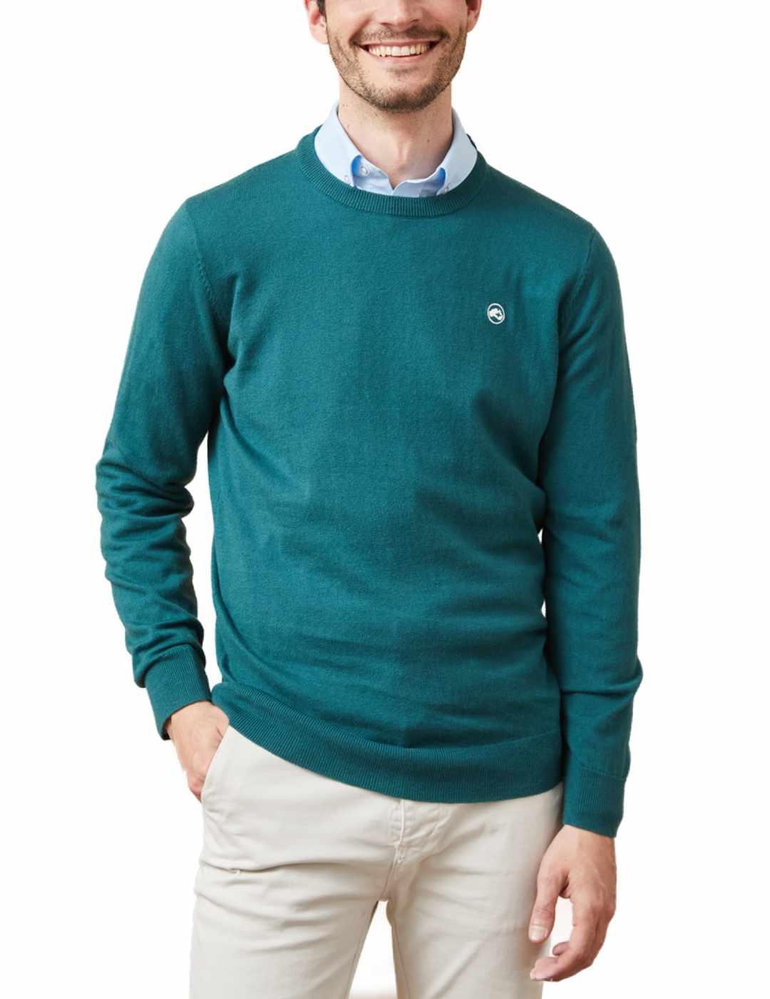 Jersey Altonadock verde fino de lana regular para hombre