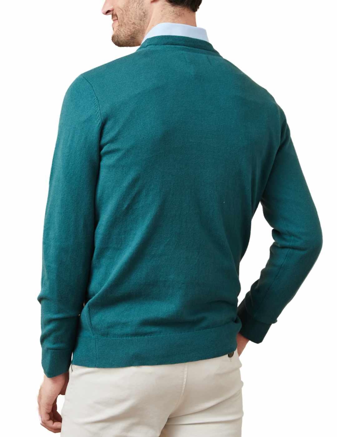 Jersey Altonadock verde fino de lana regular para hombre