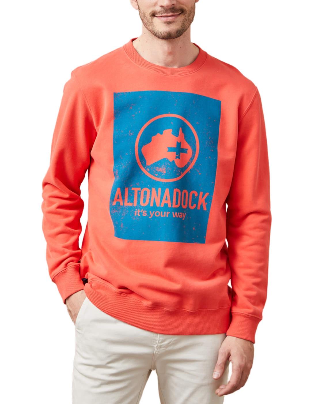 Sudadera Altonadock coral sin capucha para hombre