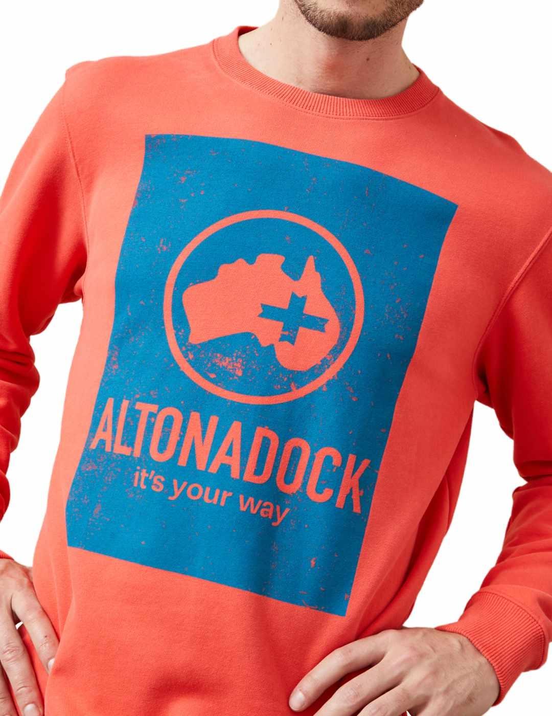 Sudadera Altonadock coral sin capucha para hombre