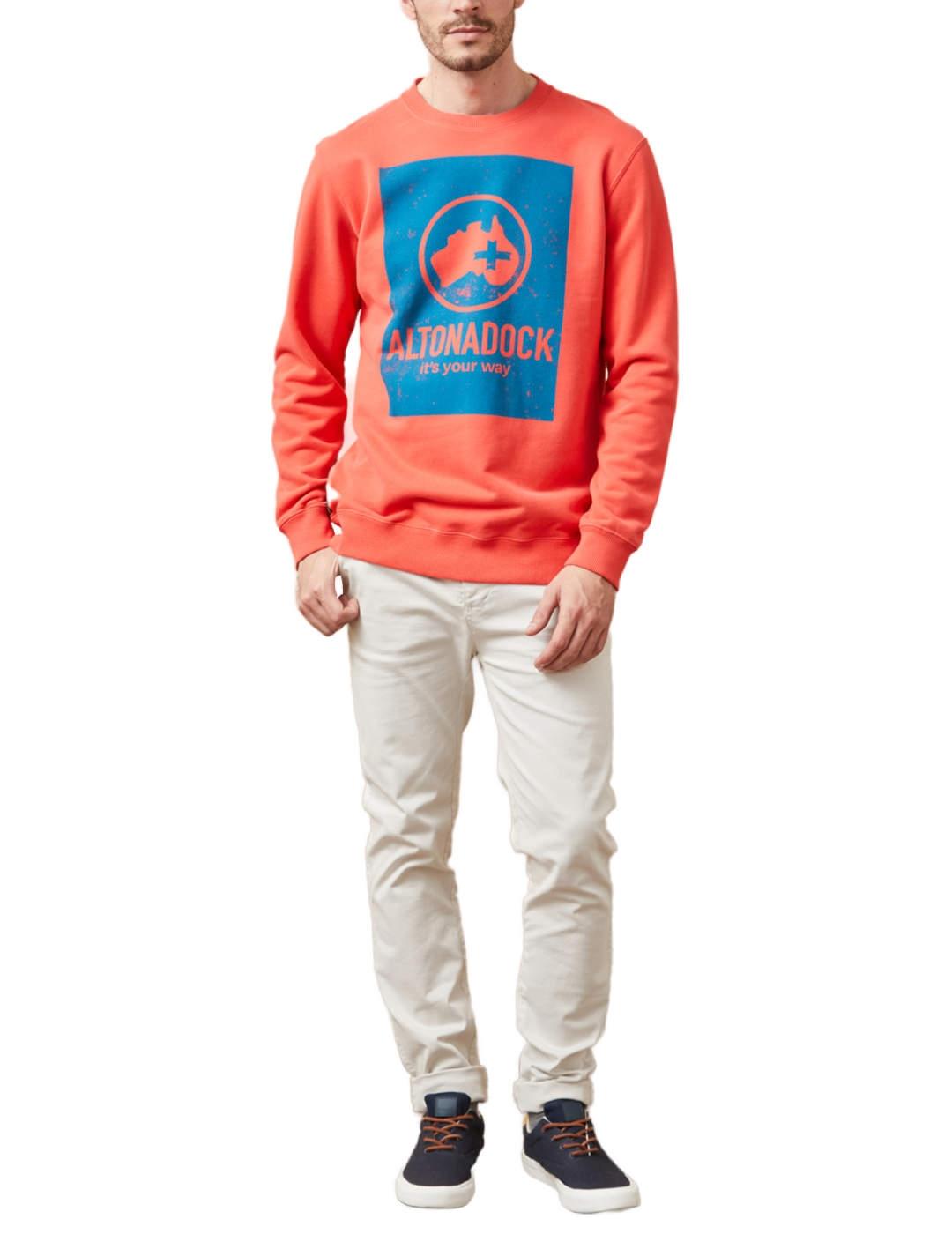 Sudadera Altonadock coral sin capucha para hombre