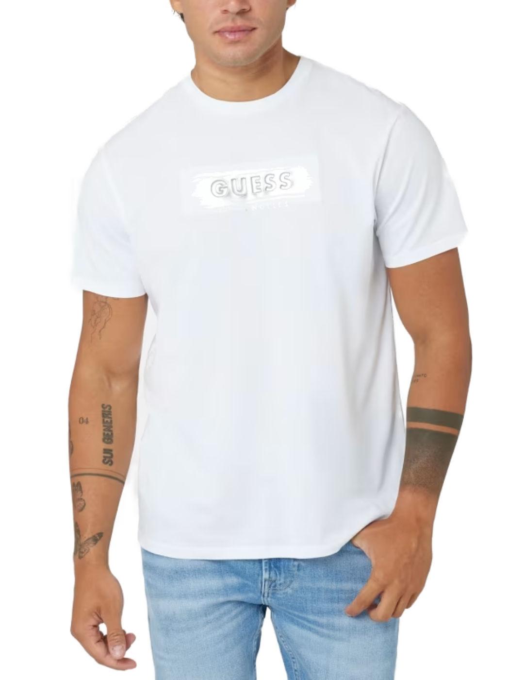 Camiseta Guess Metallic blanco manga corta para hombre