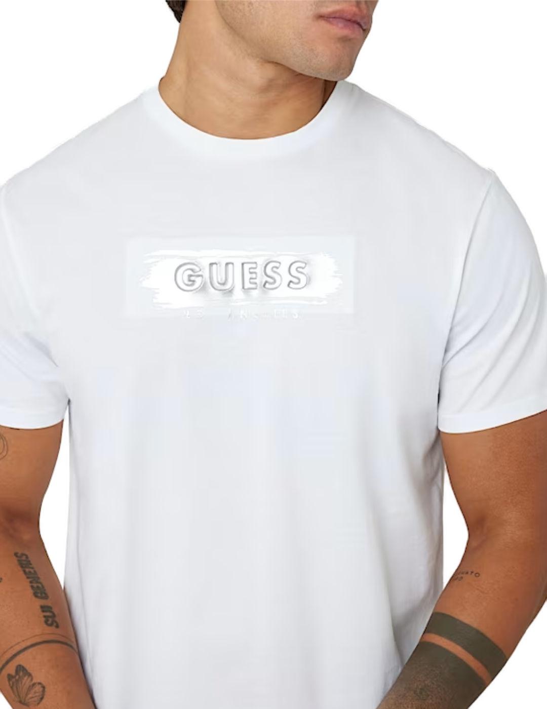 Camiseta Guess Metallic blanco manga corta para hombre