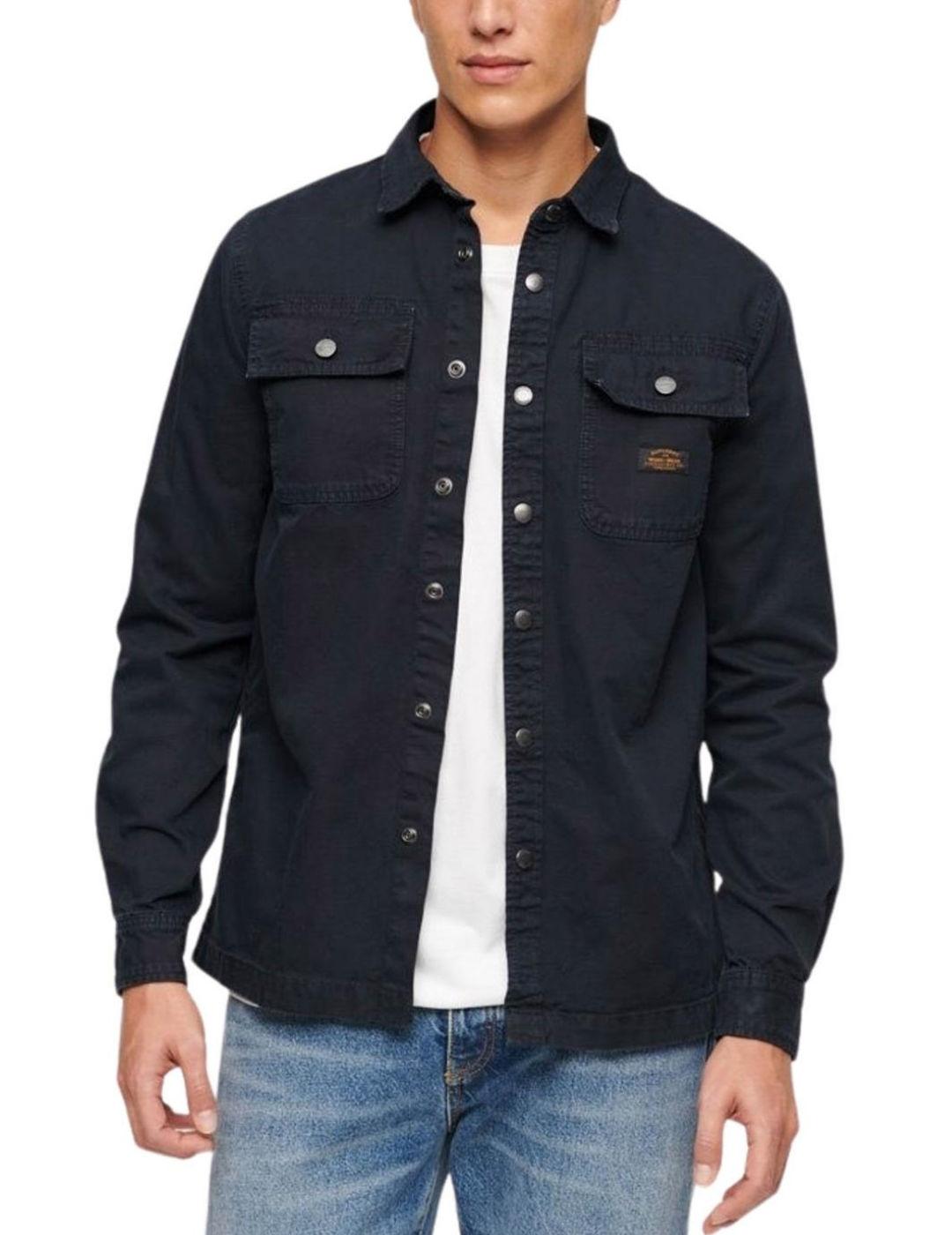 Sobrecamisa Superdry azul marino regular fit para hombre