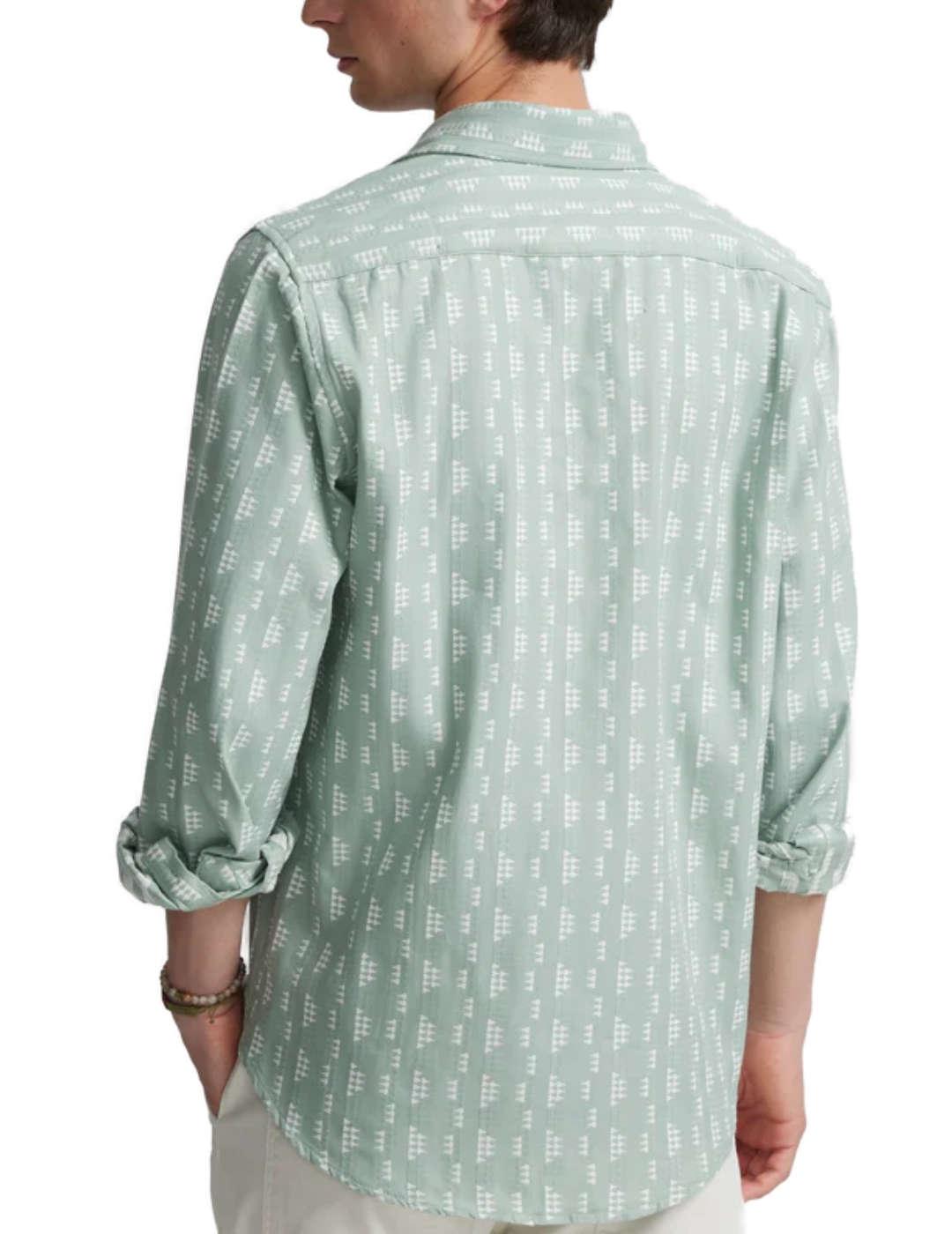 Camisa Silbon bordados étnicos verde regular para hombre