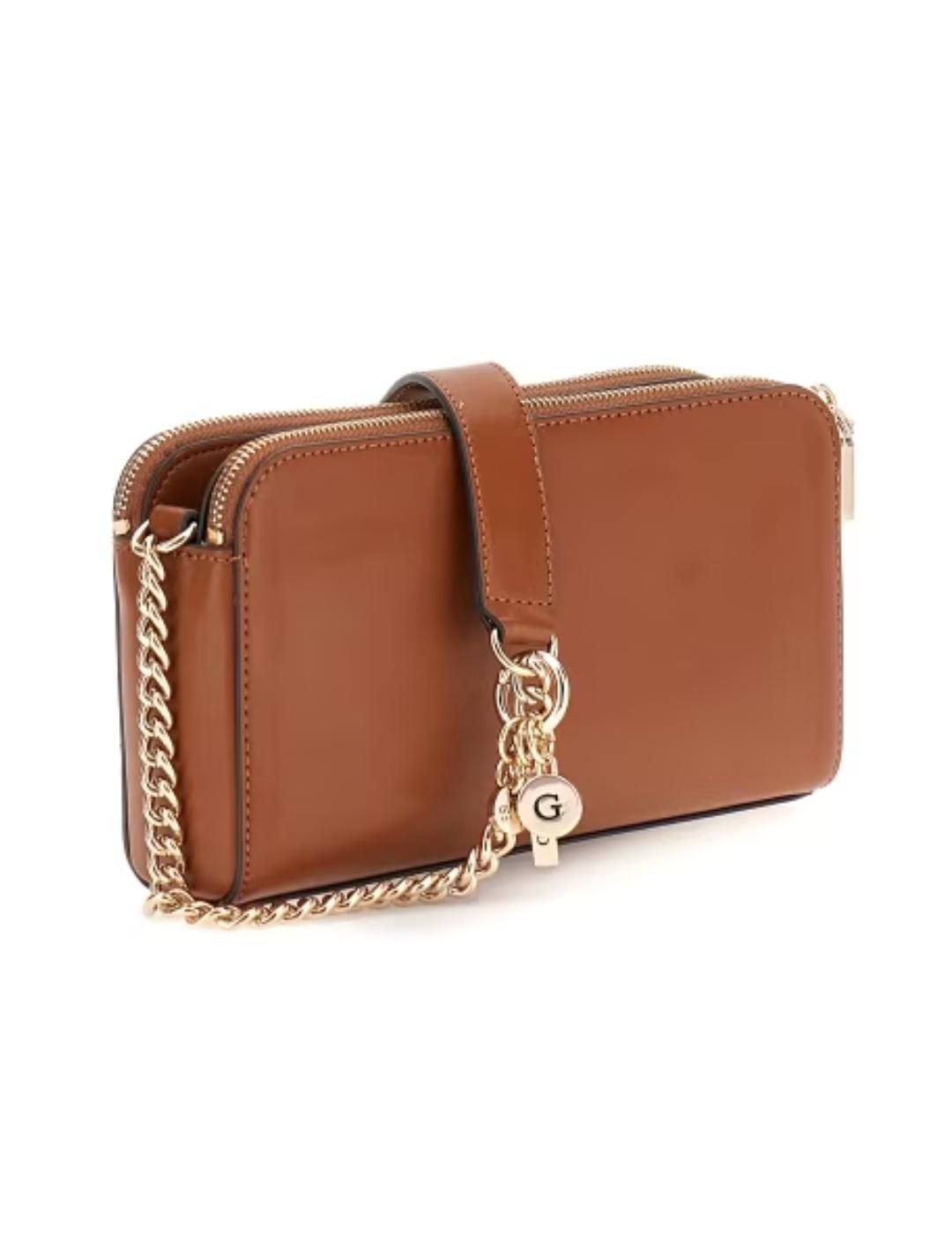 Bolso Guess Daryna Crossbody camel y dorado para mujer