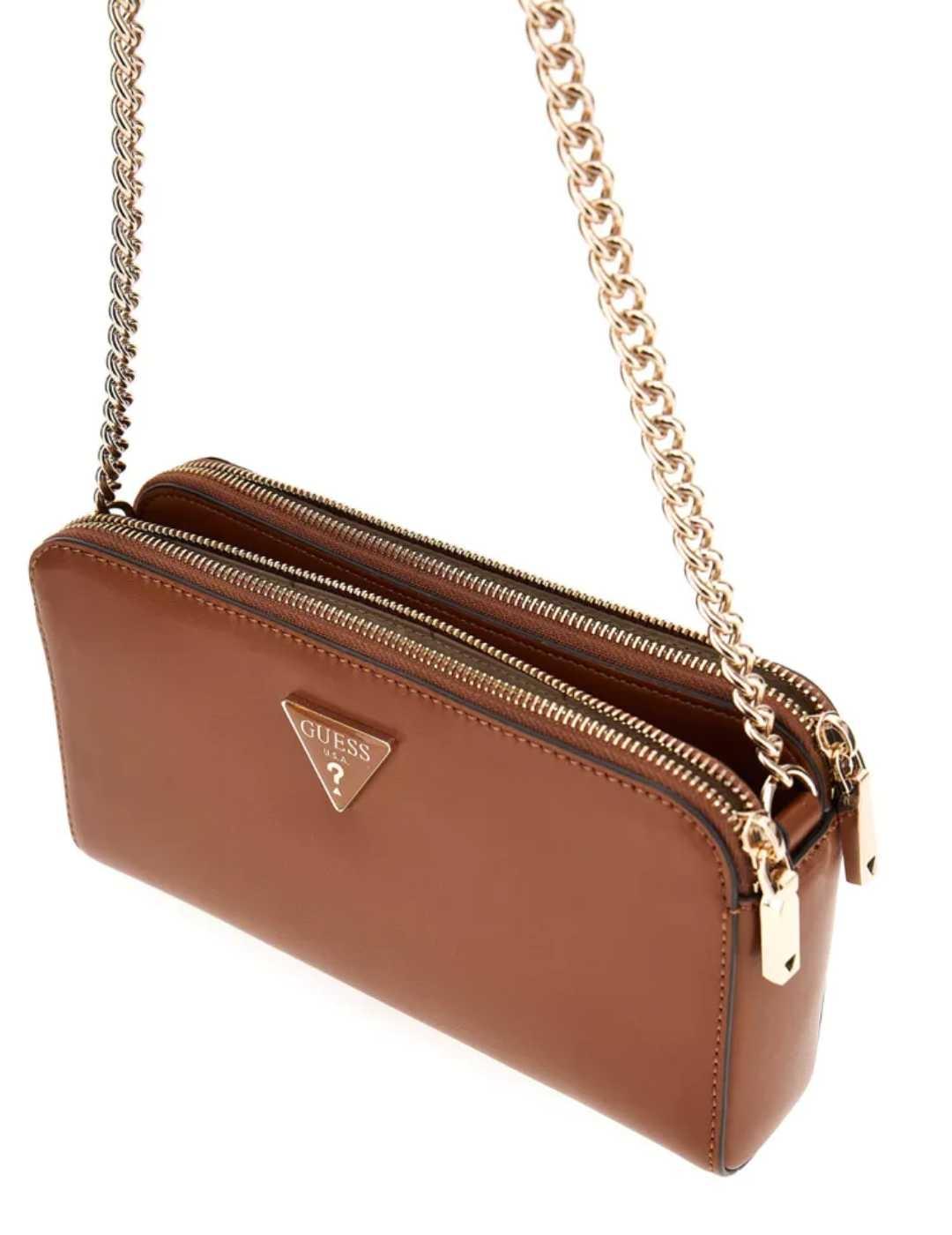 Bolso Guess Daryna Crossbody camel y dorado para mujer