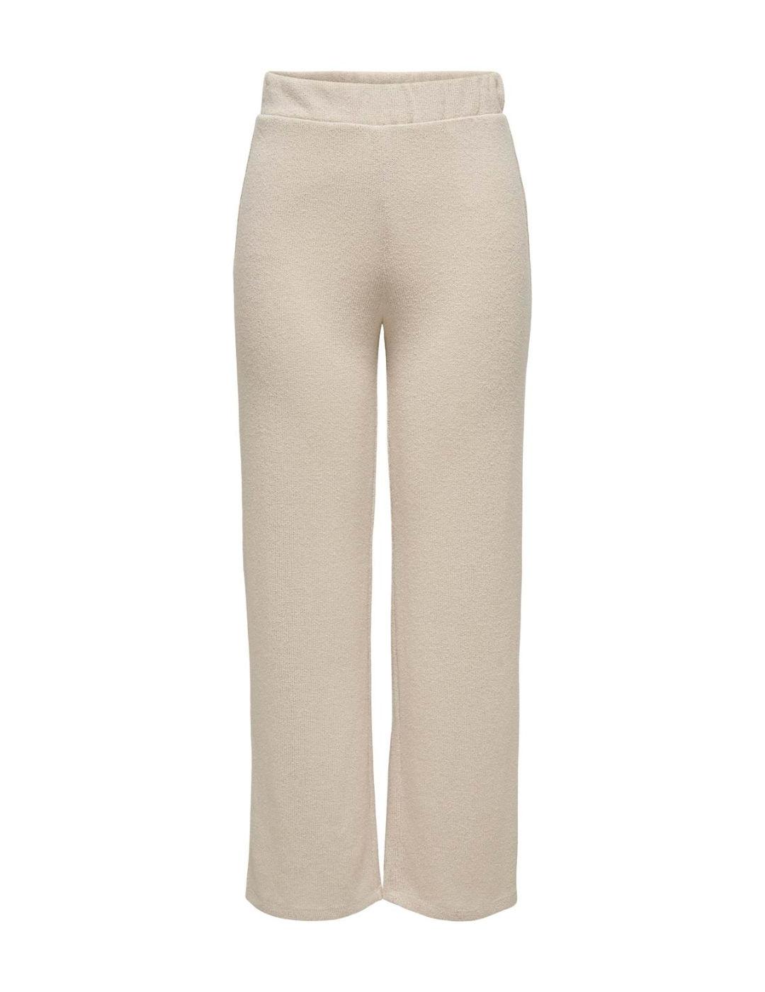 Pantalón Only Penny beige de punto straight fit para mujer