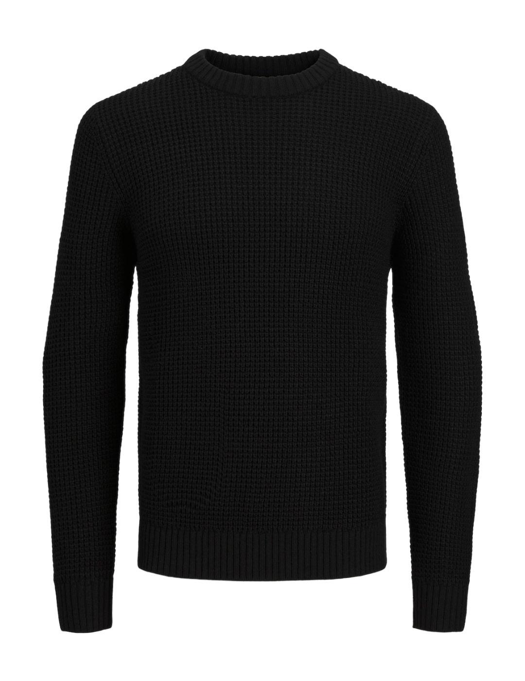 Jersey Jack&Jones Liam negro de punto regular para hombre