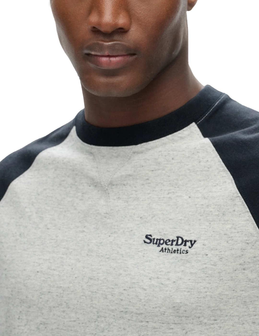 Camiseta Superdry beisbolera gris/marino manga larga hombre