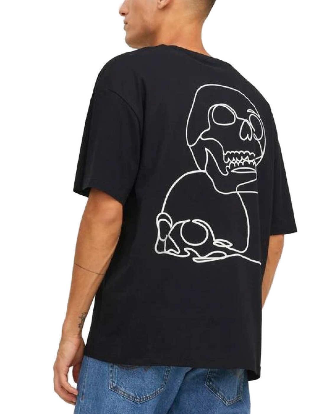 Camiseta Jack&Jones calavera negra manga corta para hombre