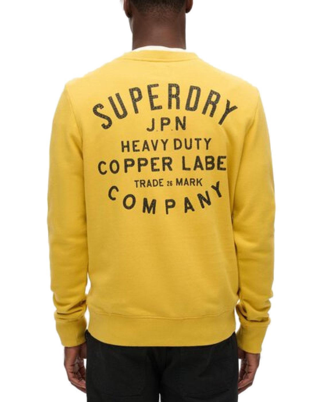 Sudadera Superdry Copper amarilla sin capucha para hombre