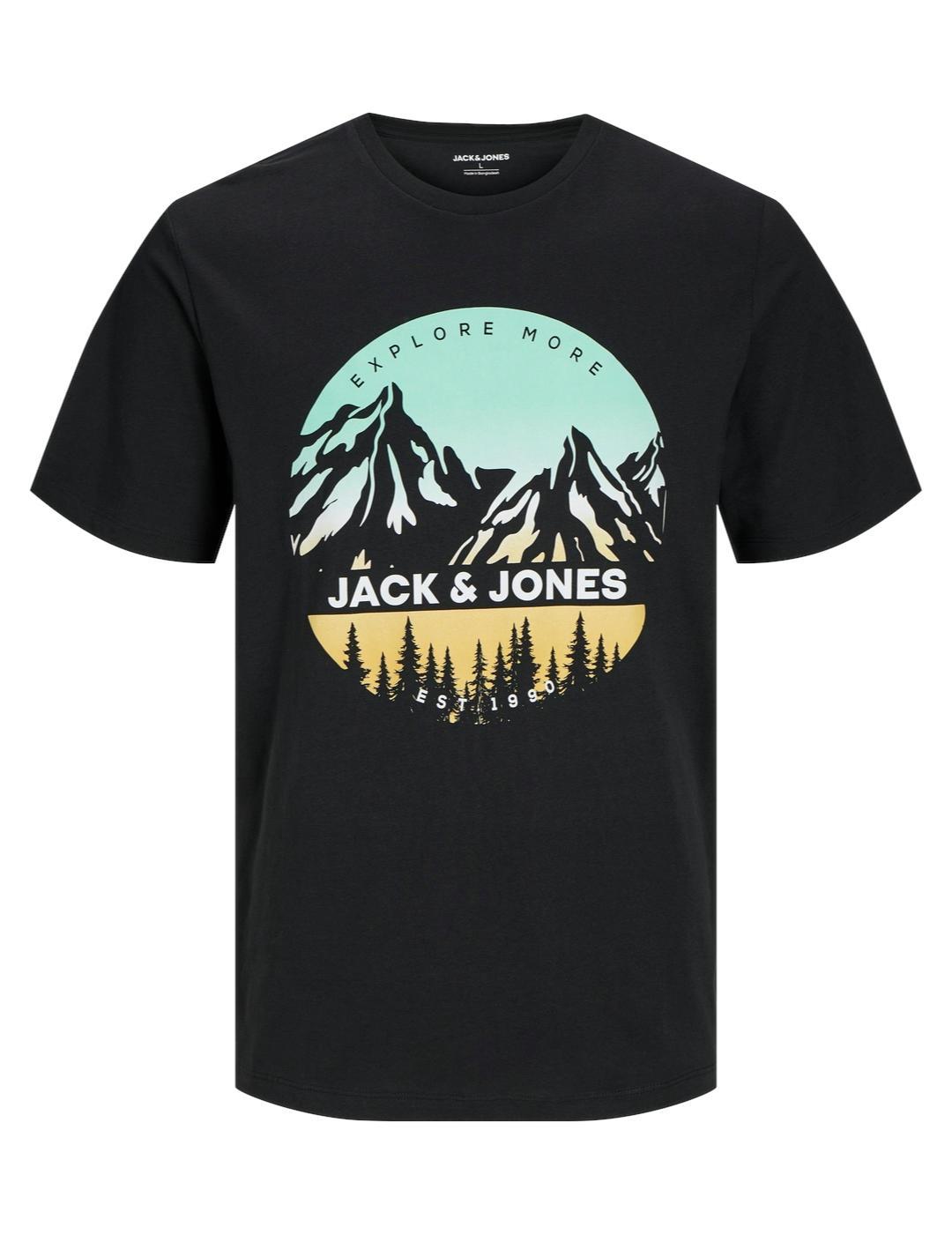 Camiseta Jack&Jones Peak negra manga corta para hombre