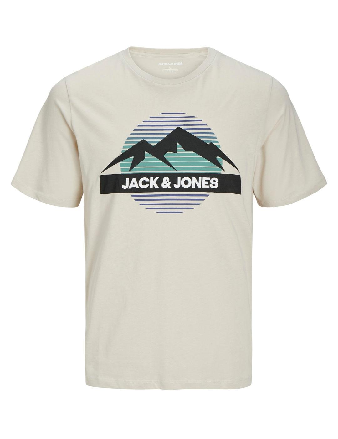 Camiseta Jack&Jones Peak beige manga corta para hombre