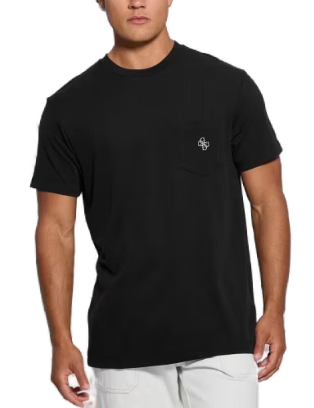 Camiseta Guess 4G pocket negro manga corta para hombre