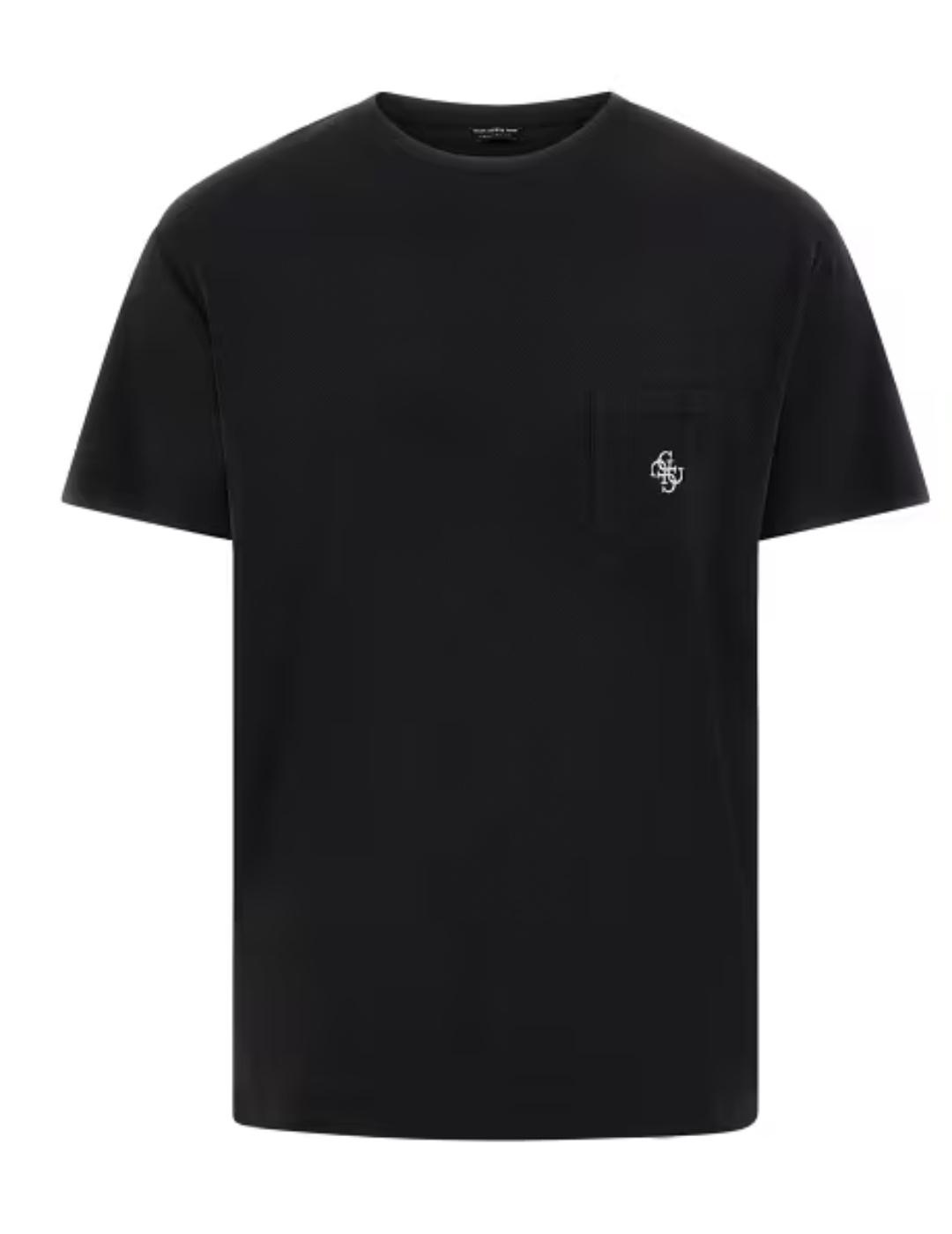 Camiseta Guess 4G pocket negro manga corta para hombre