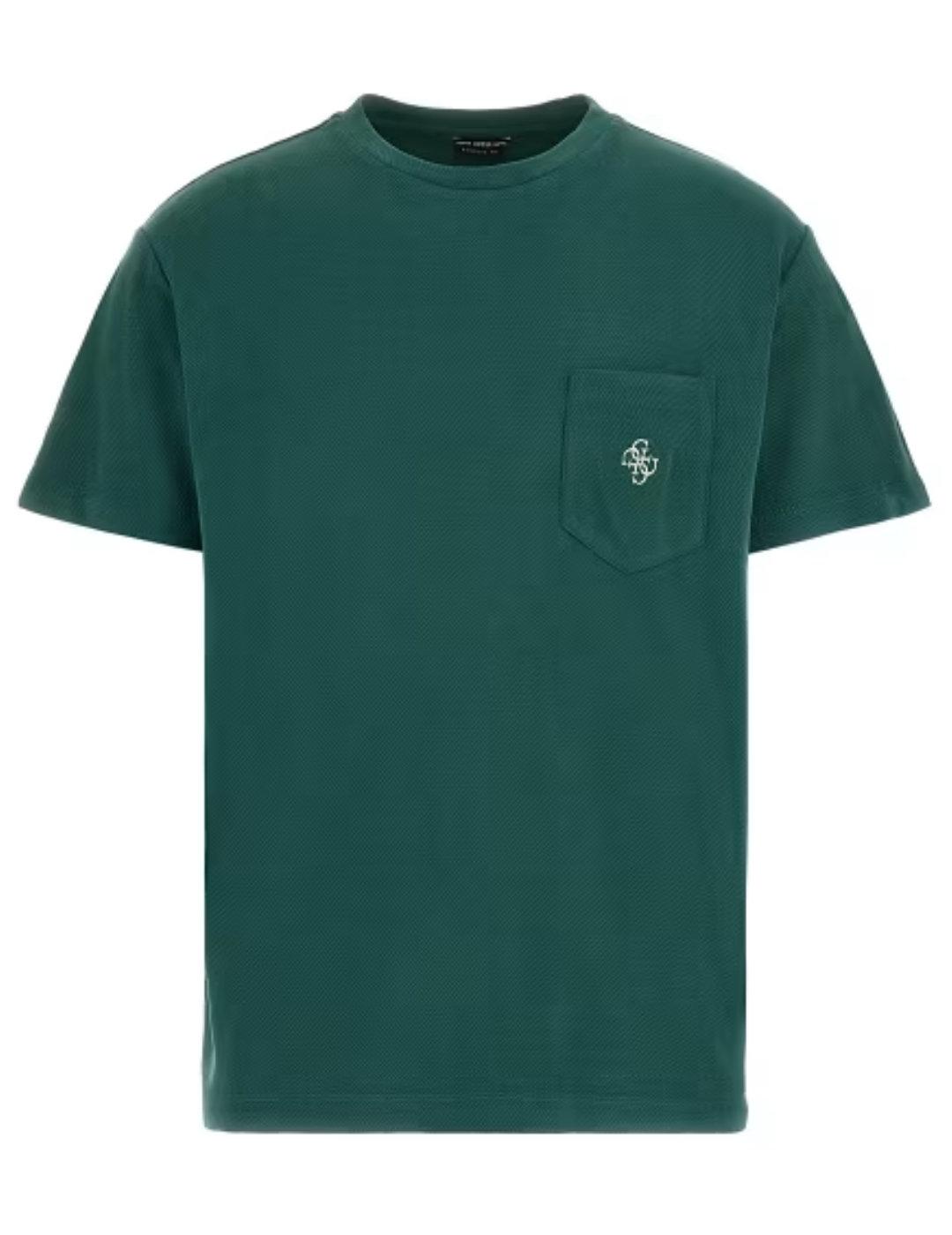 Camiseta Guess 4G pocket verde manga corta para hombre