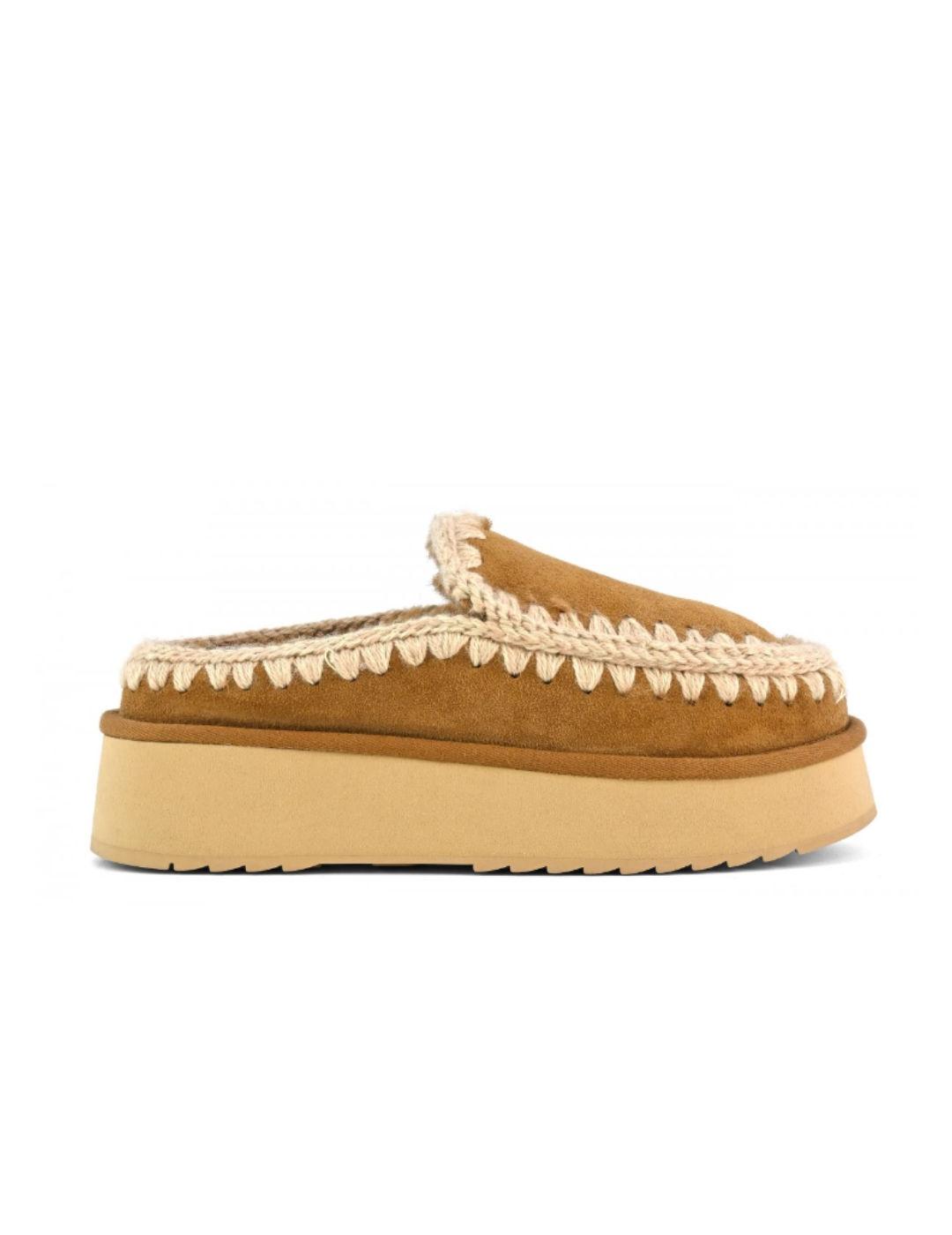 Mules Mou clog eskimo platform camel borreguillo para mujer