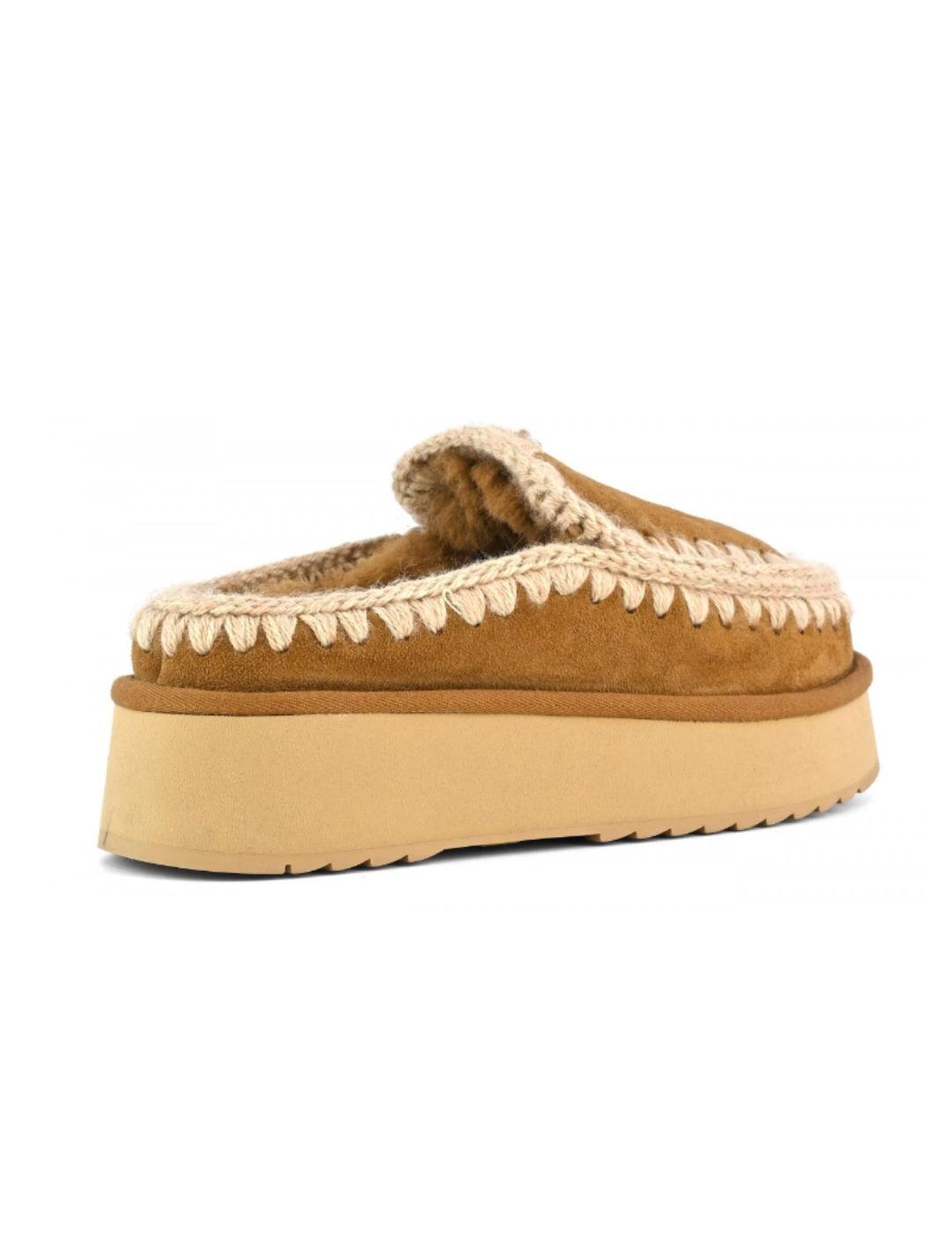 Mules Mou clog eskimo platform camel borreguillo para mujer