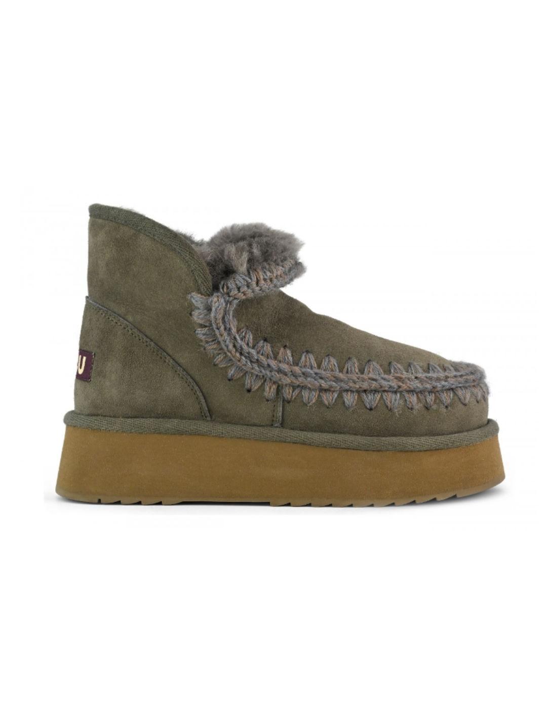 Botines Mou mini eskimo platform verde oscuro para mujer