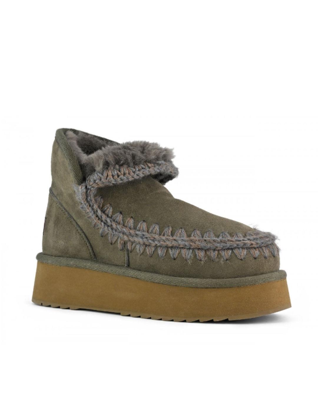 Botines Mou mini eskimo platform verde oscuro para mujer