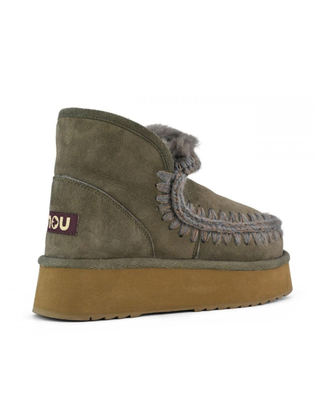 Botines Mou mini eskimo platform verde oscuro para mujer