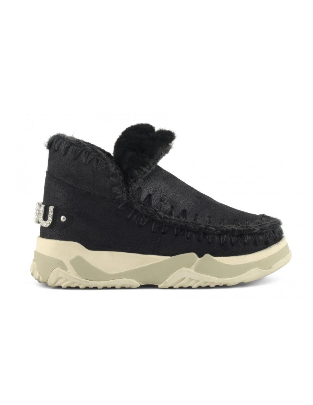 Botines Mou Eskimo trainer negras suela track para mujer