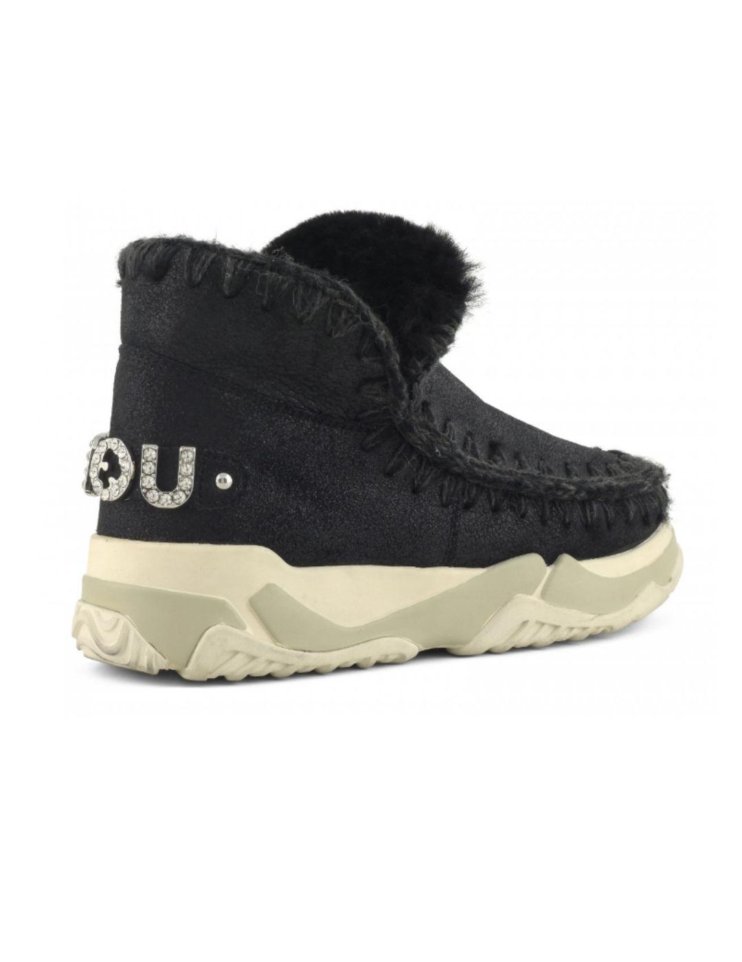 Botines Mou Eskimo trainer negras suela track para mujer