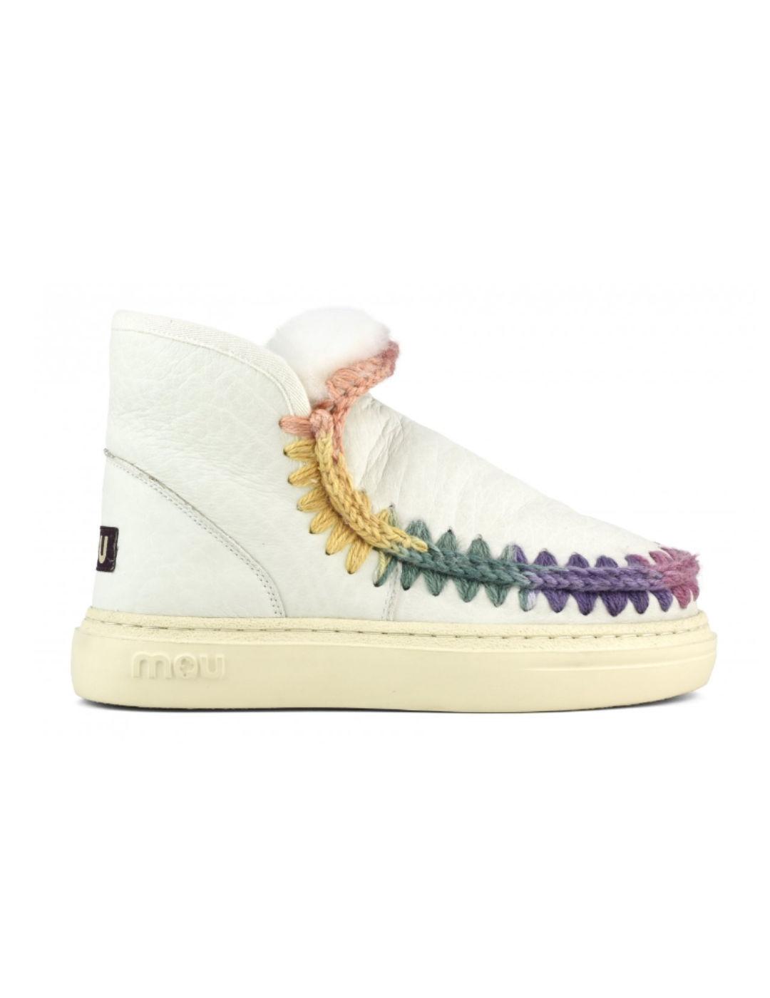 Botines Mou Skimo snaker blanca multicolor piel para mujer