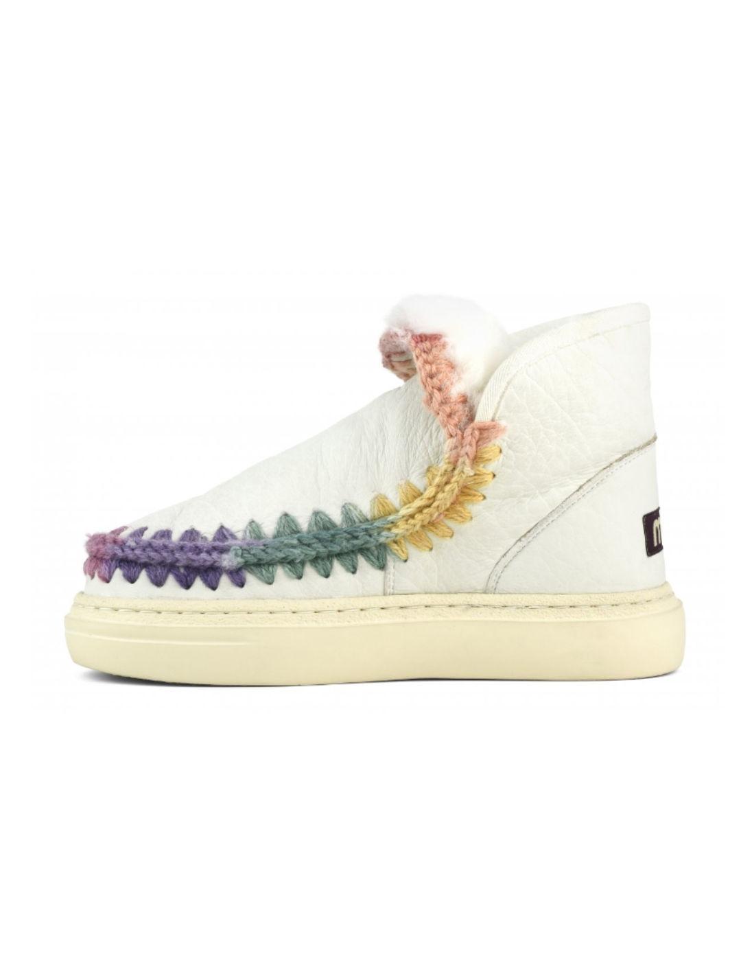 Botines Mou Skimo snaker blanca multicolor piel para mujer