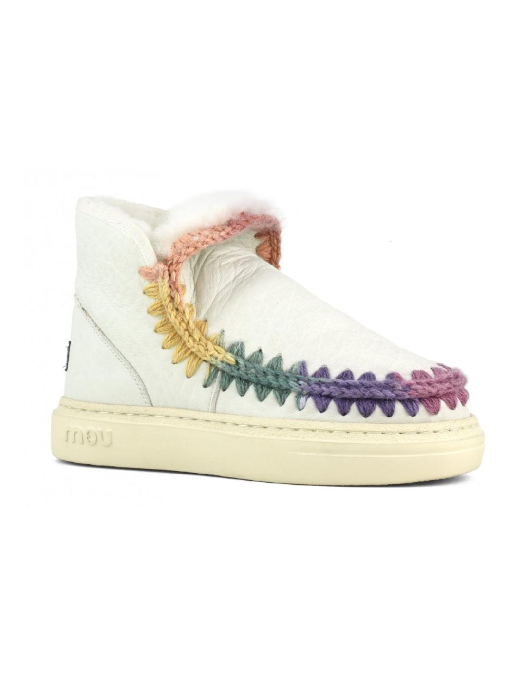 Botines Mou Skimo snaker blanca multicolor piel para mujer