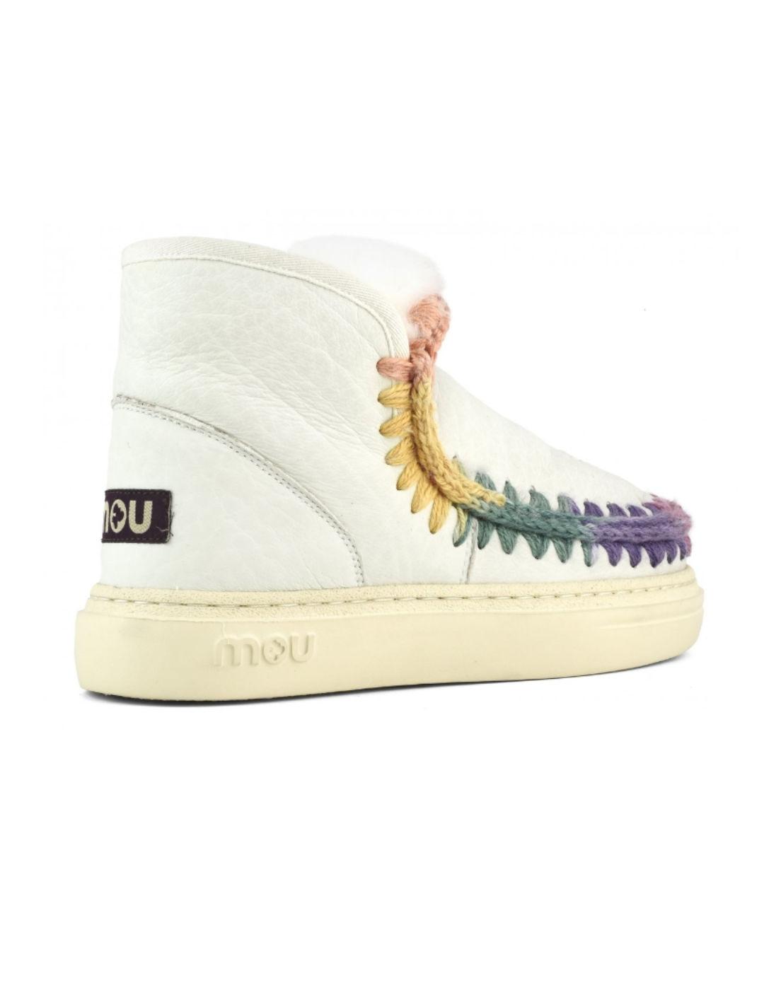 Botines Mou Skimo snaker blanca multicolor piel para mujer