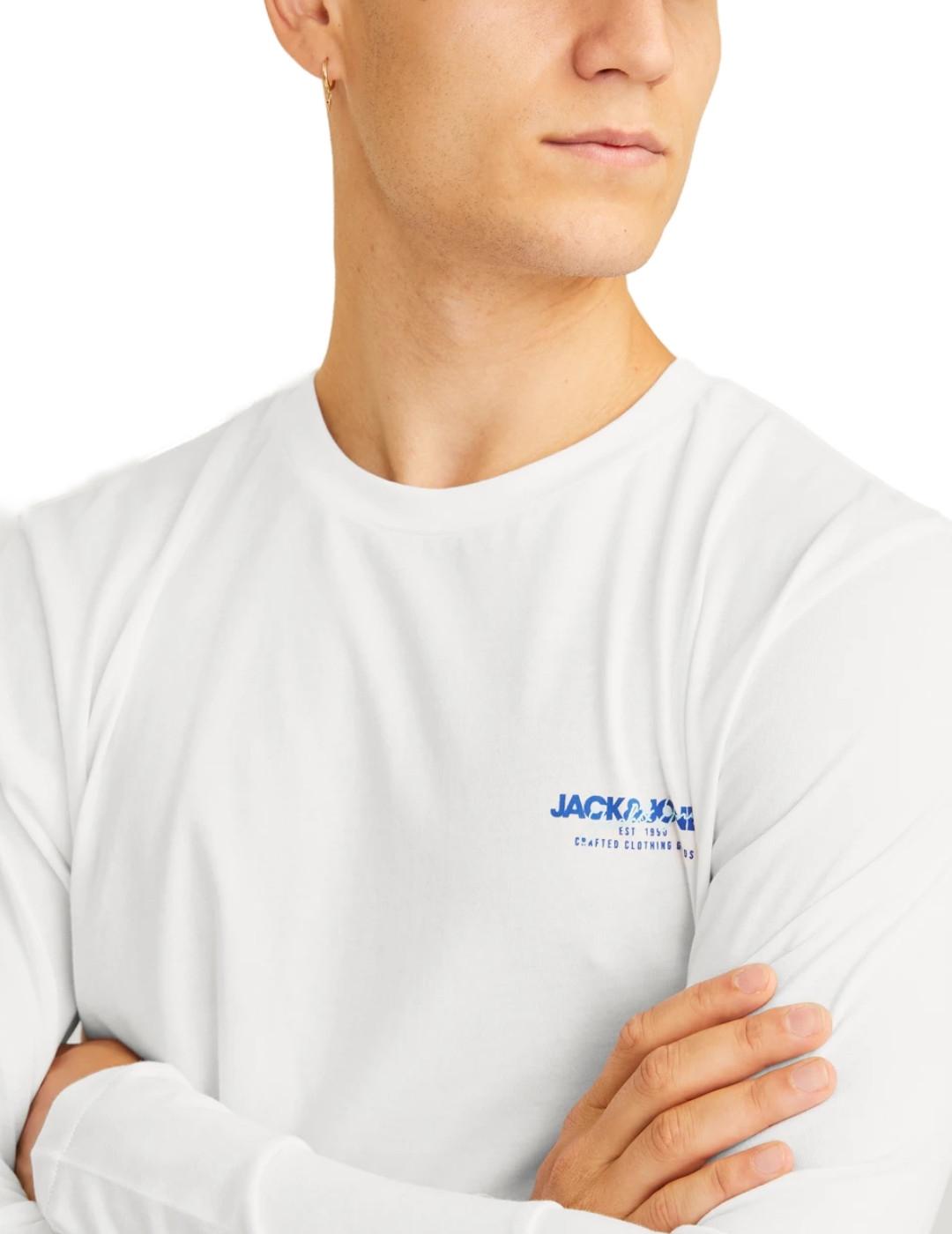 Camiseta Jack&Jones Alvis blanco manga larga para hombre