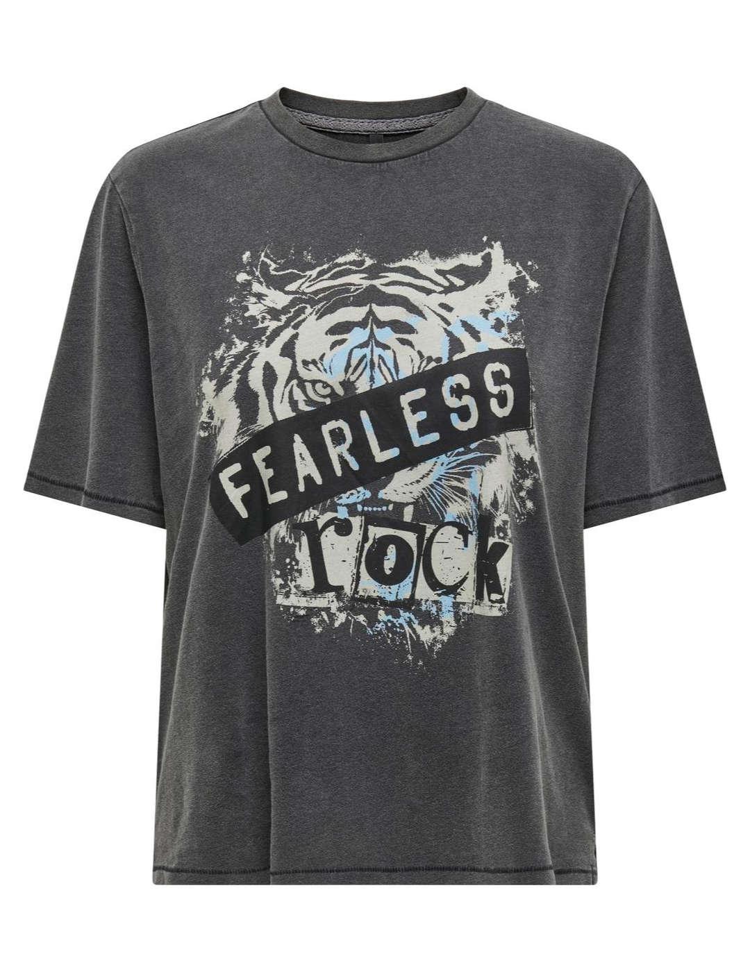 Camiseta Only Lulu negra manga corta Fearless para mujer