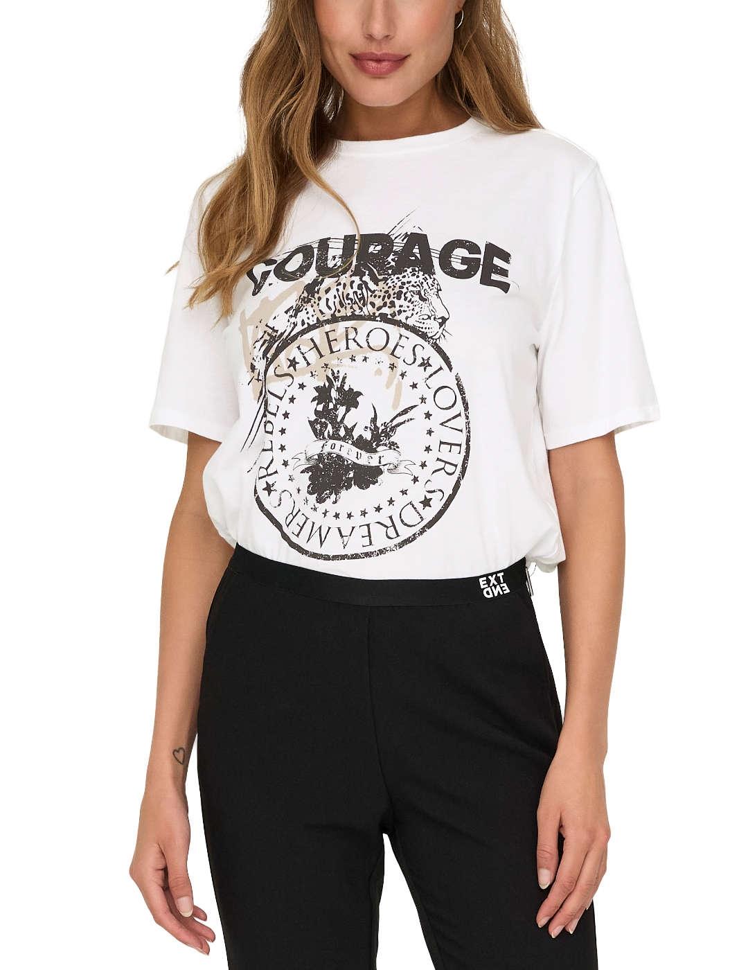 Camiseta Only Lulu blanca courage manga corta para mujer