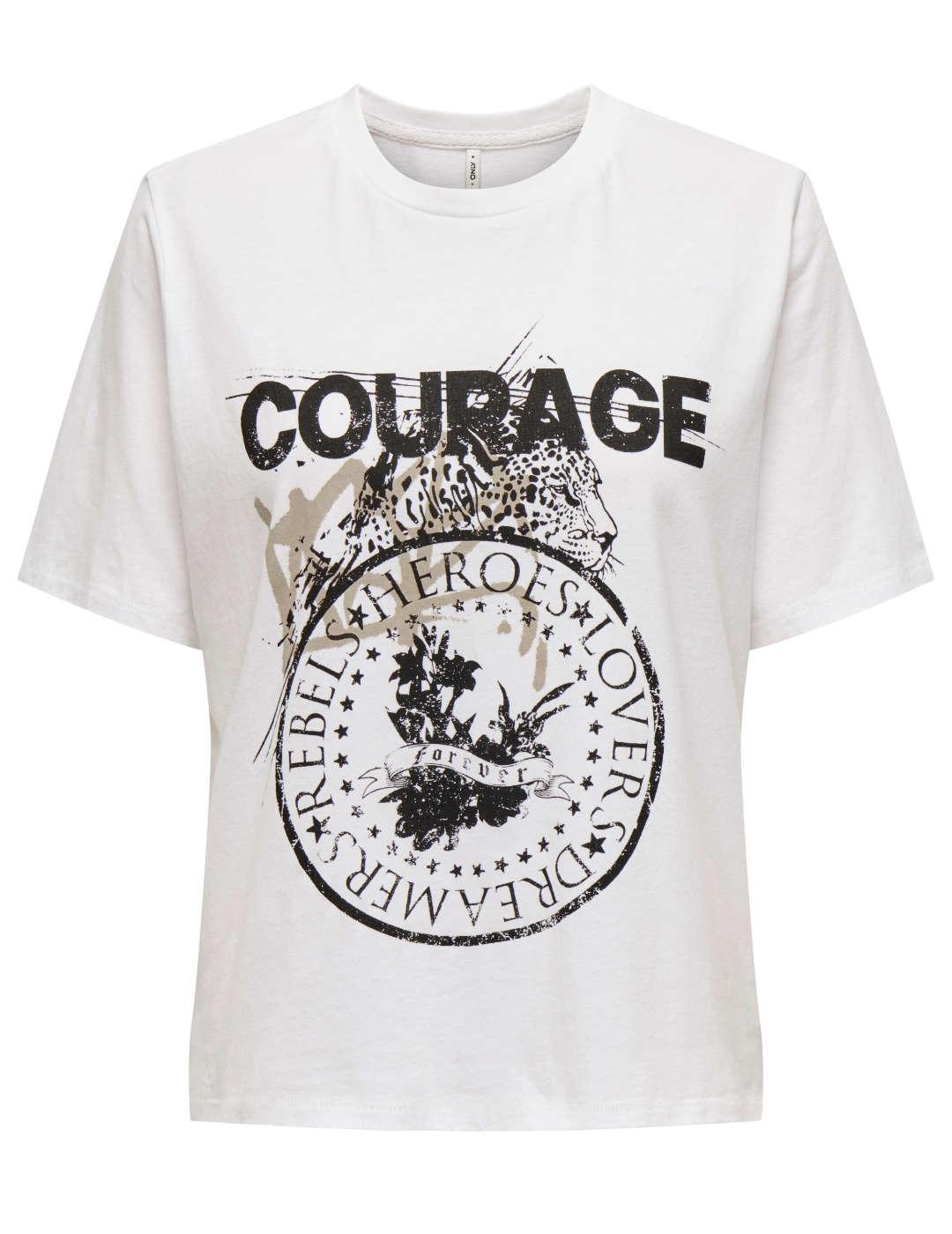 Camiseta Only Lulu blanca courage manga corta para mujer