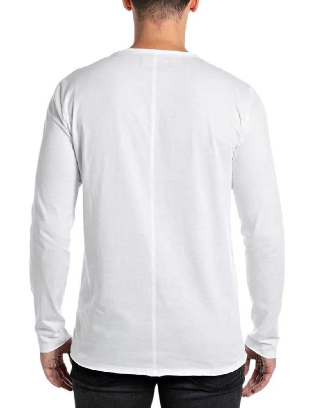 Camiseta Replay manga larga blanca básica para hombre