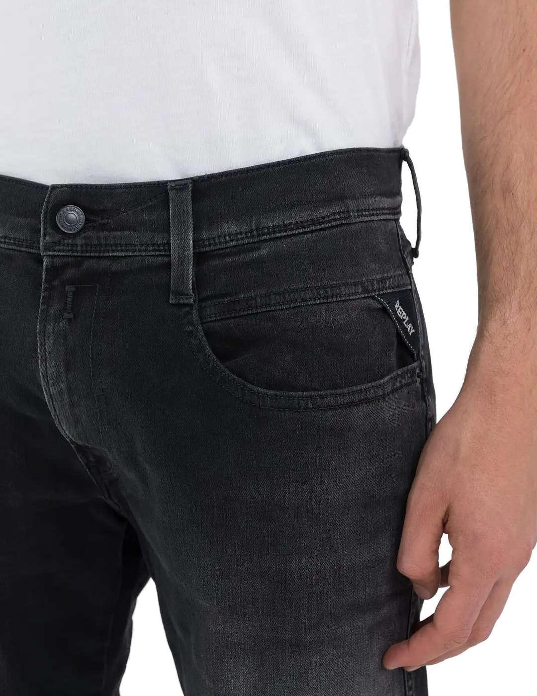 Pantalón vaquero Replay Ambass negro Hyperflex para hombre