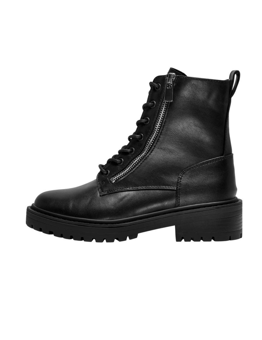 Botas Only Bold negro militares sin plataforma para mujer