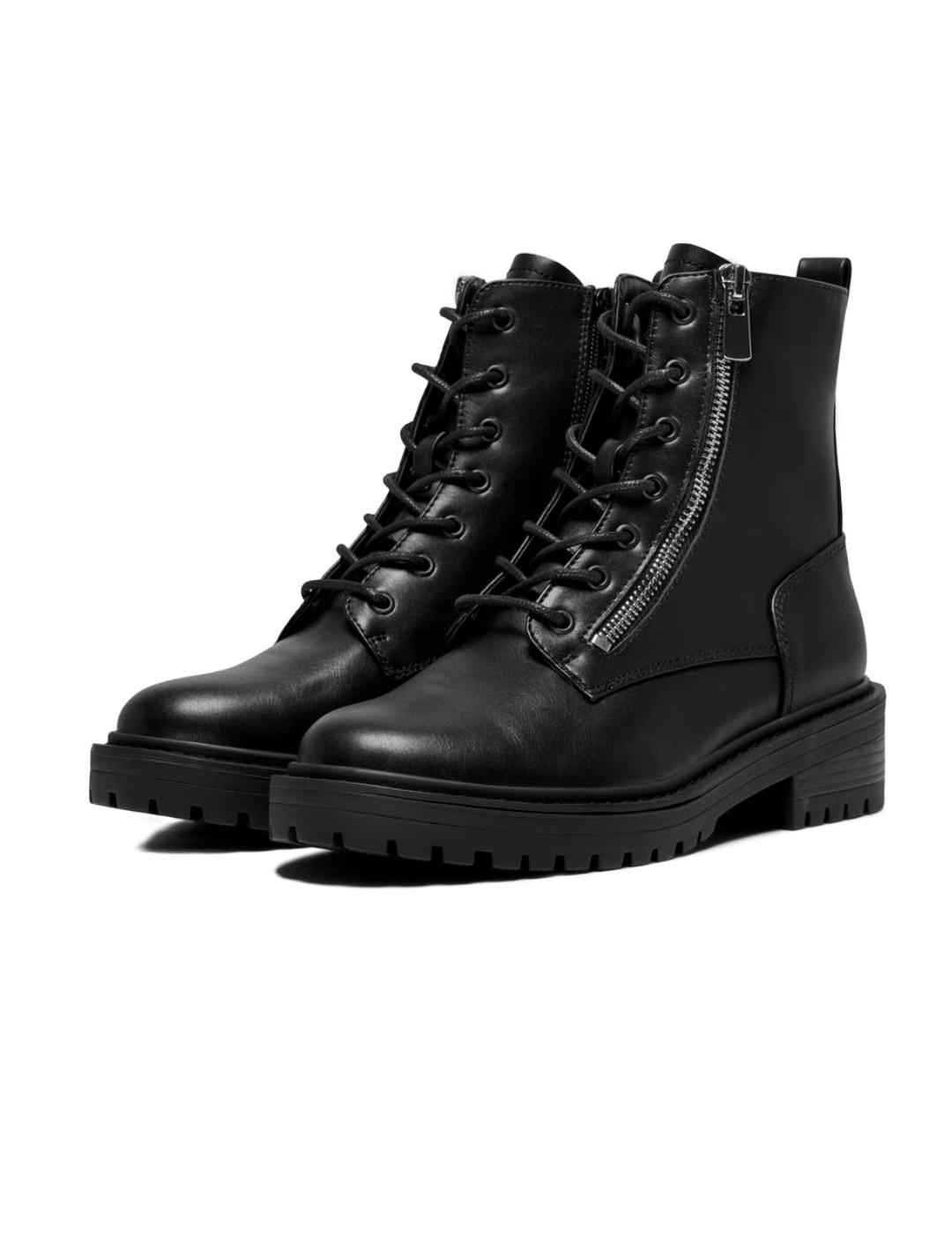 Botas Only Bold negro militares sin plataforma para mujer