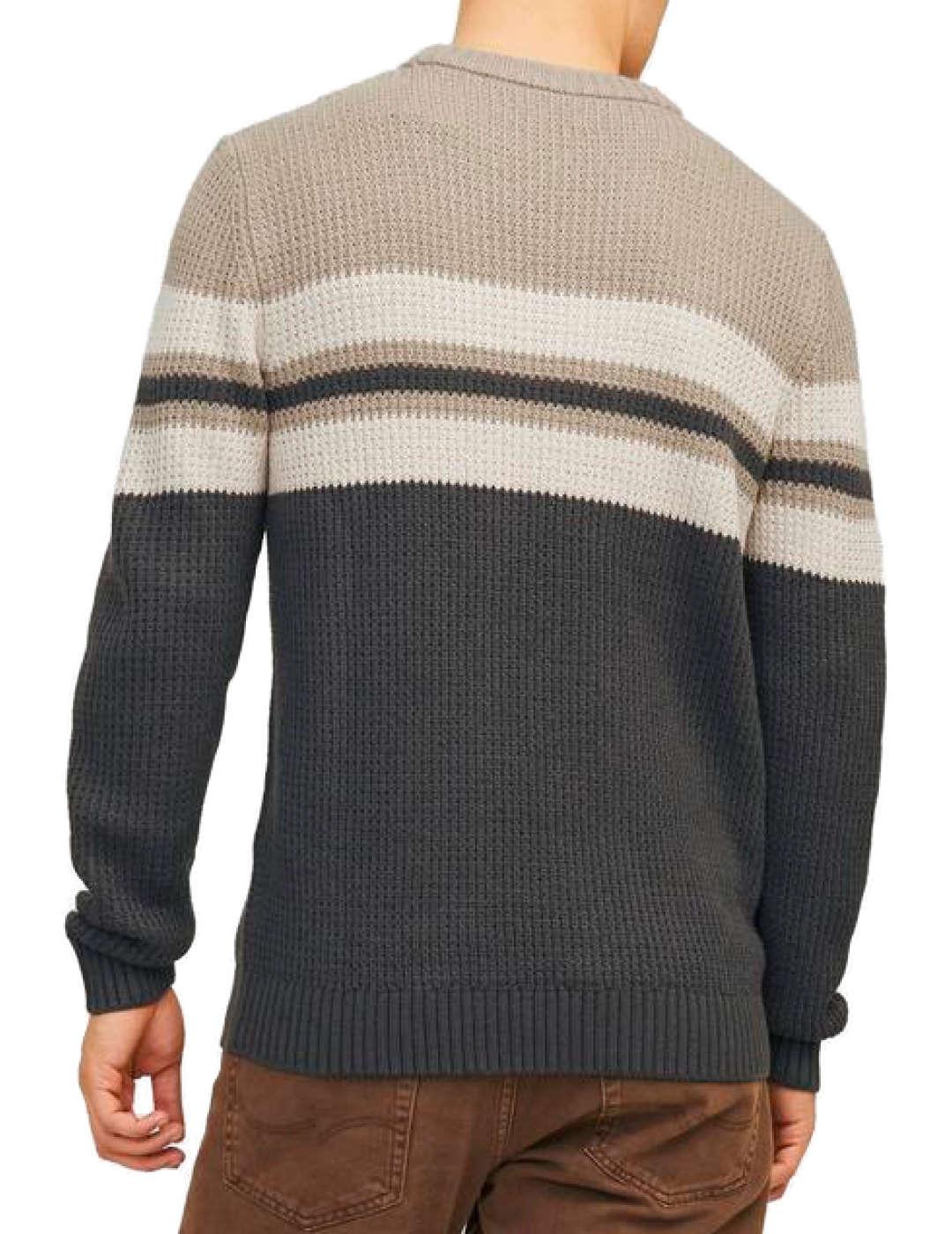 Jersey Jack&Jones Sander beige y gris de punto para hombre