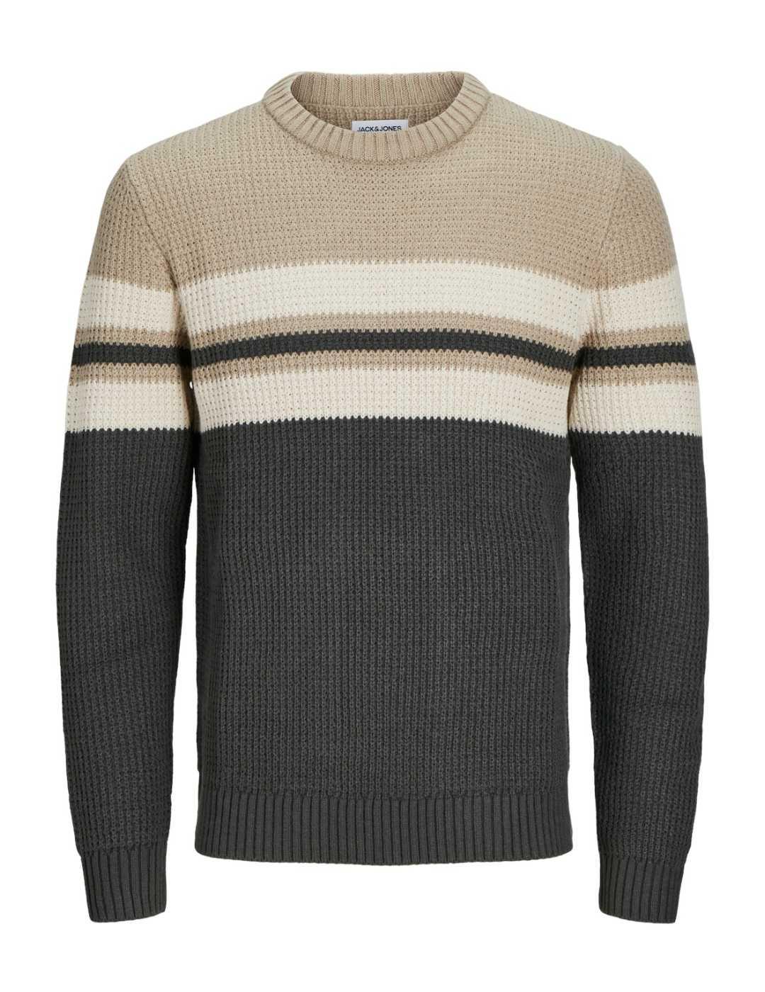 Jersey Jack&Jones Sander beige y gris de punto para hombre