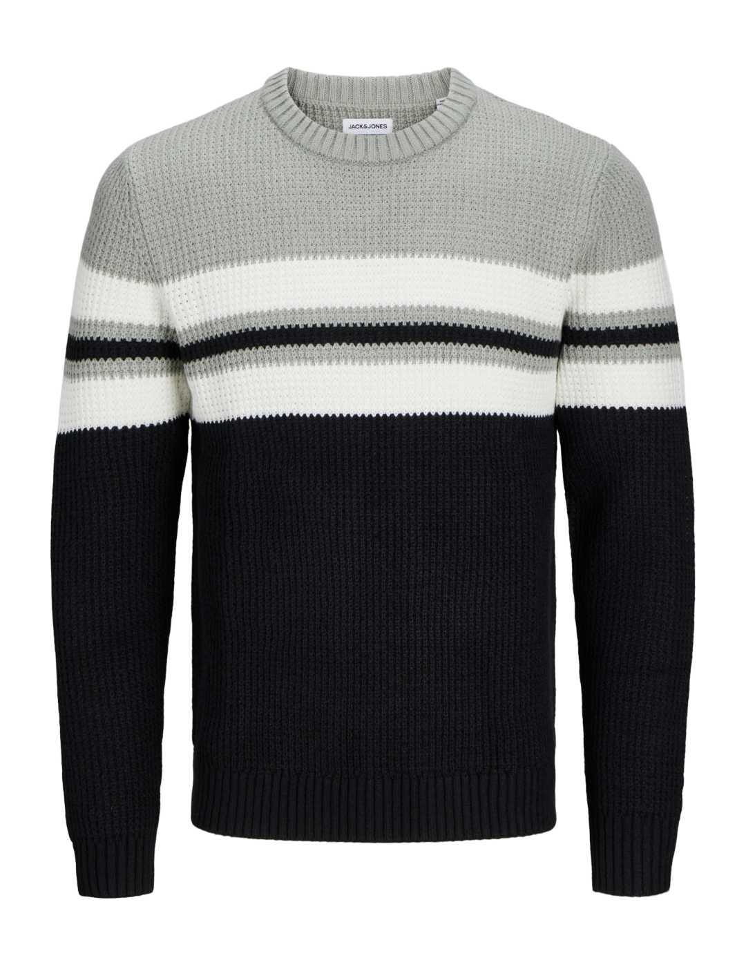 Jersey Jack&Jones Sander gris y negro de punto para hombre