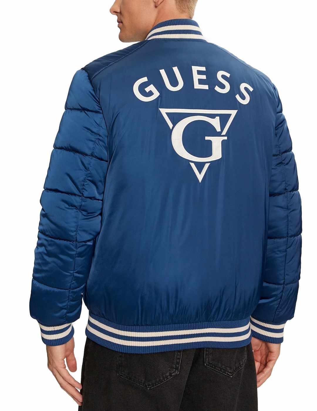 Chaqueta Guess Bomber azulón guateada para hombre