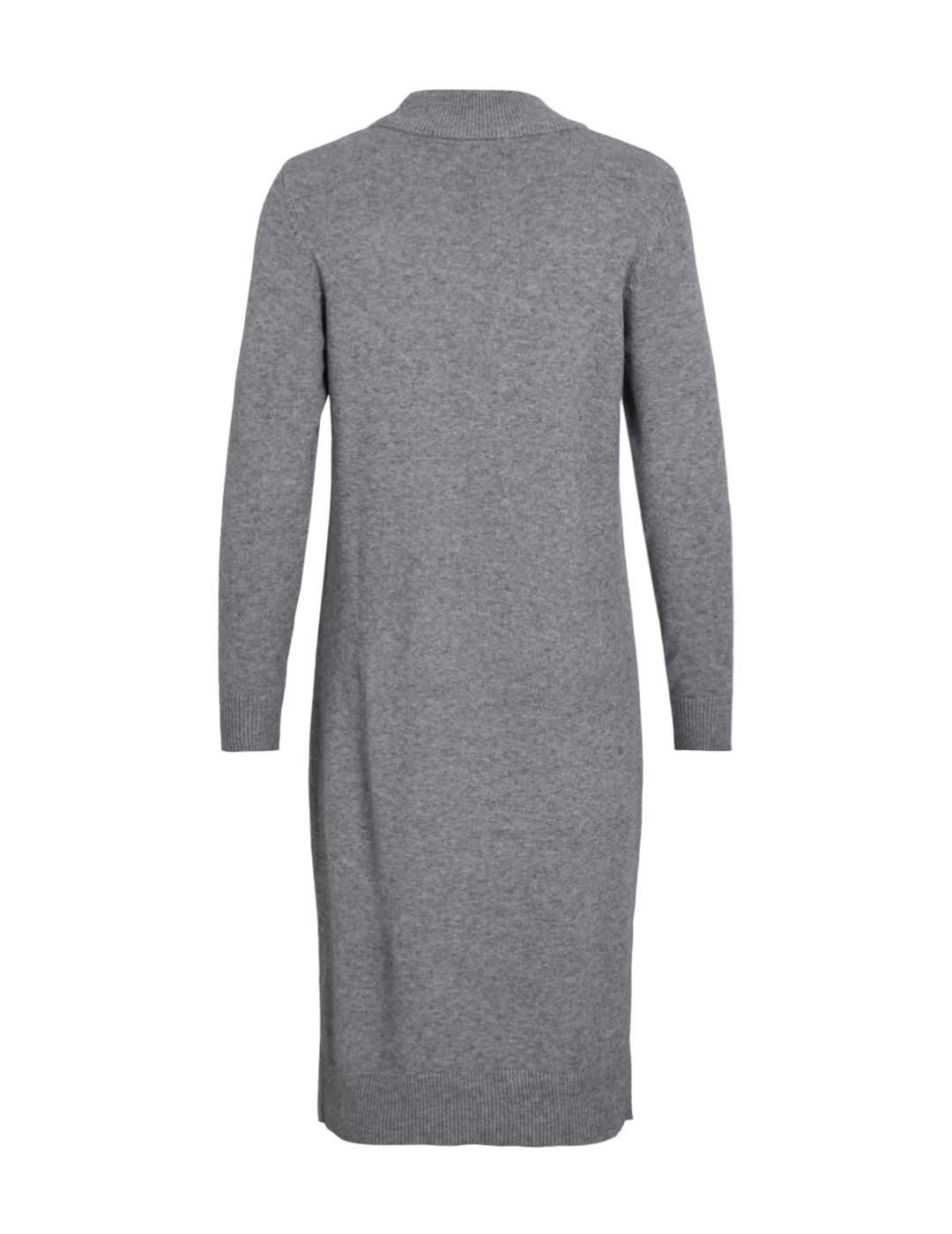 Vestido Vila Ril midi punto gris de punto regular para mujer