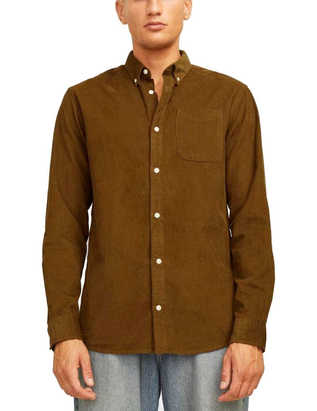 Camisa Jack&Jones Classic marrón regular de pana para hombre