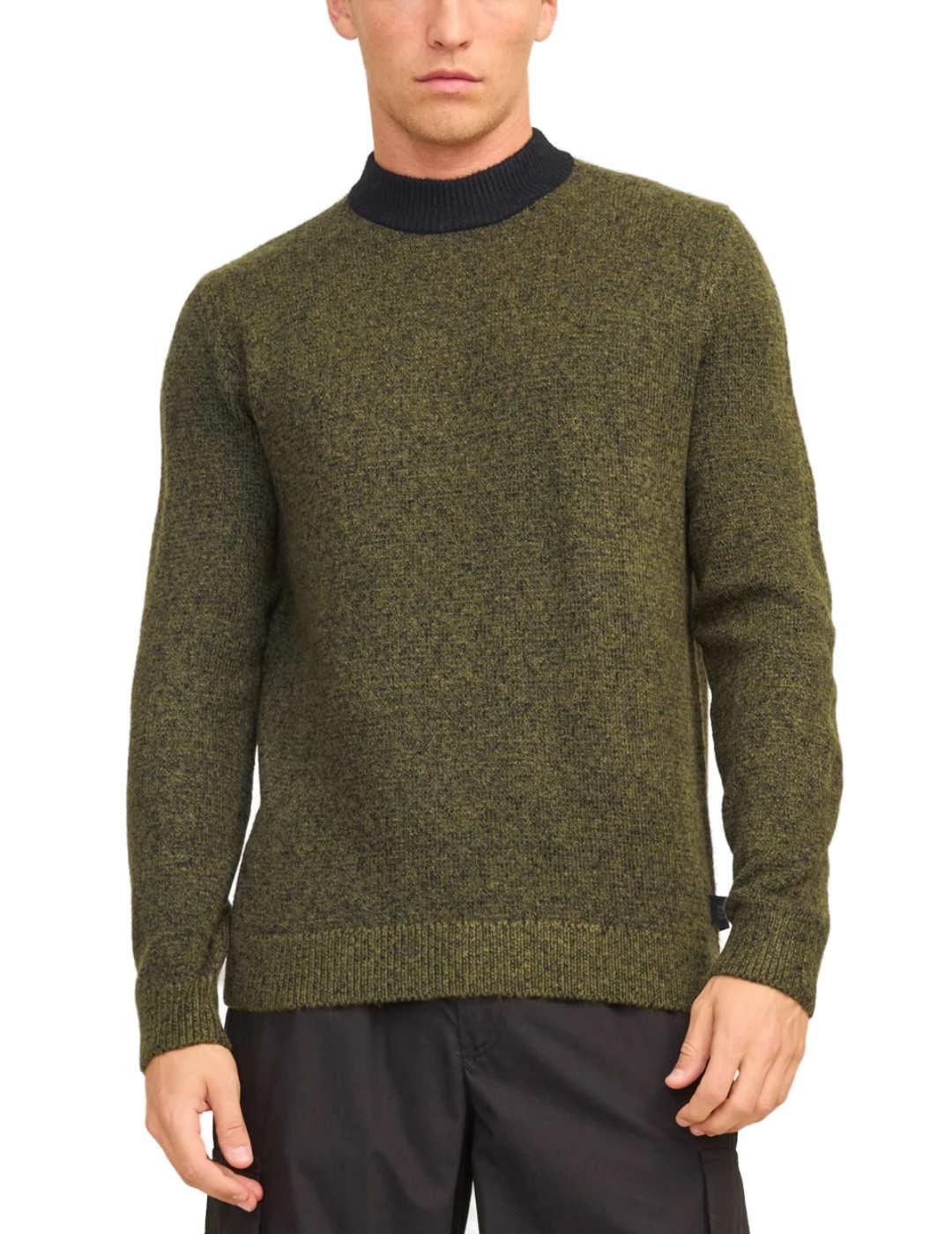 Jersey Jack&Jones Space verde jaspeado de lana para hombre