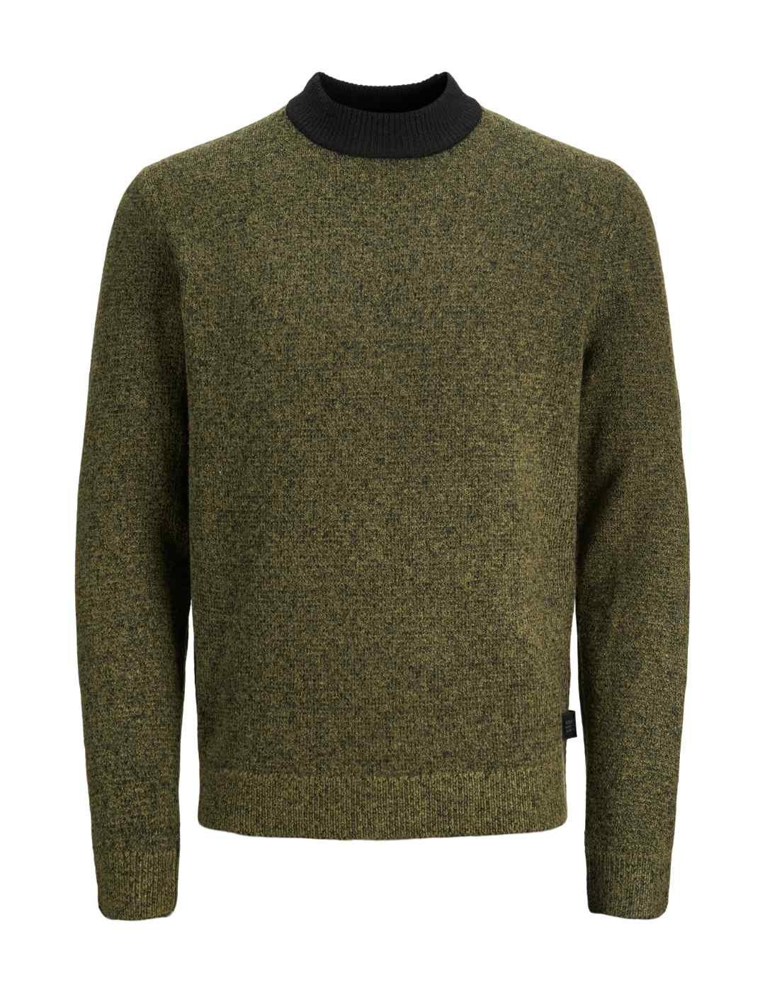 Jersey Jack&Jones Space verde jaspeado de lana para hombre