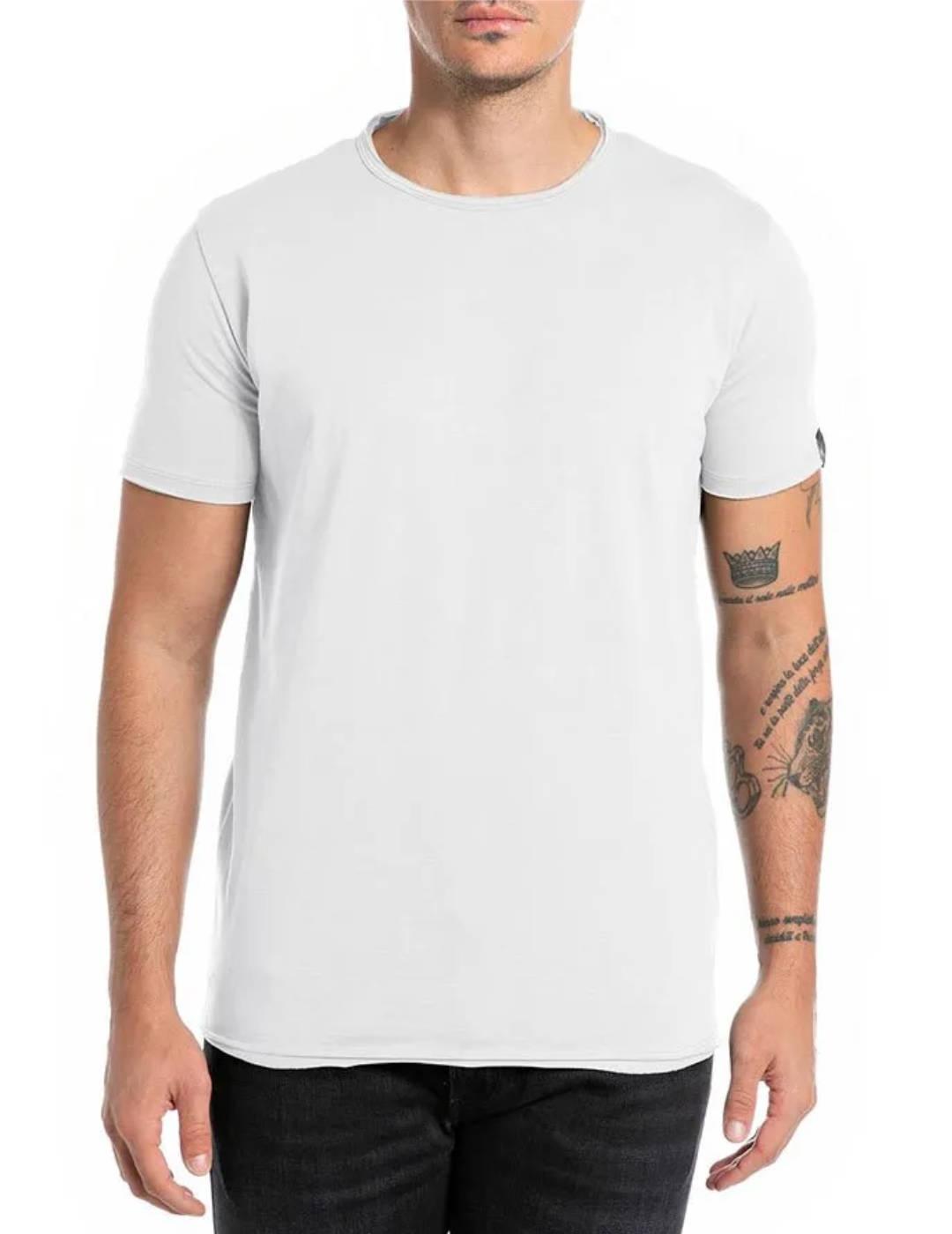 Camiseta Replay manga corta blanca básica regular de hombre