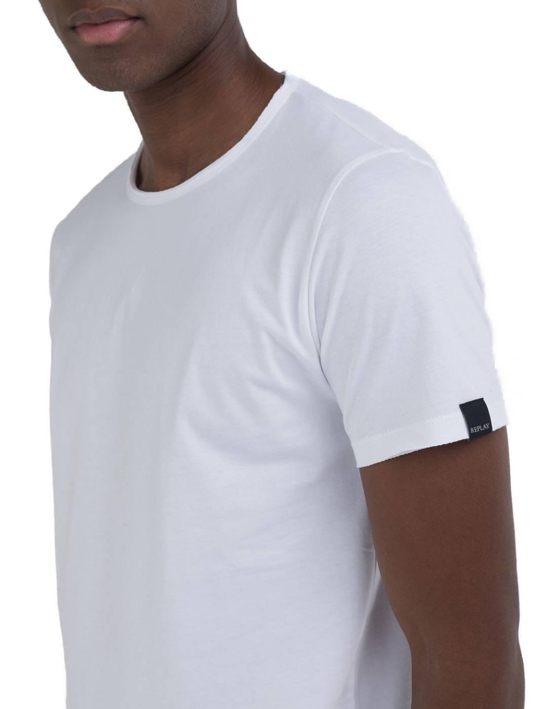 Camiseta Replay manga corta blanca básica regular de hombre